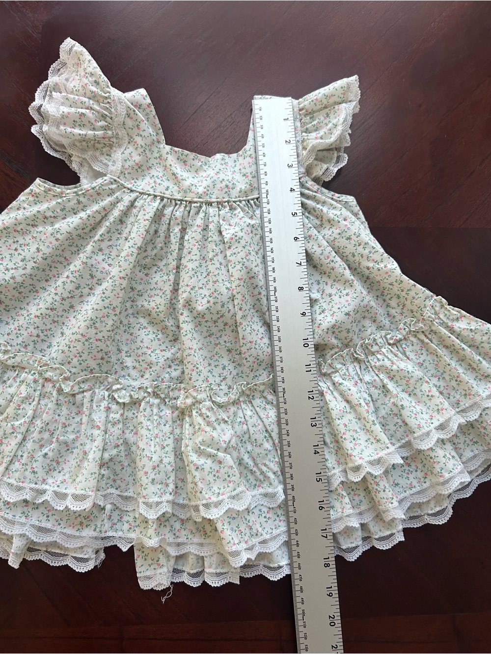 Vintage Bryan Girls Floral Prairie Dress Lace Ruffle Made in USA 80s 90s Cottage - Picture 3 of 6